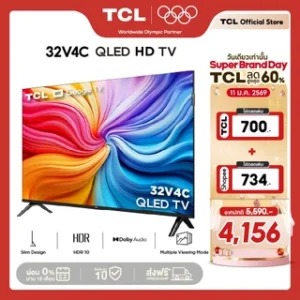 NEW 2025 TCL ทีวี 32 นิ้ว HD QLED Google TV รุ่น 32V4C รองรับ YouTube/Voice Search